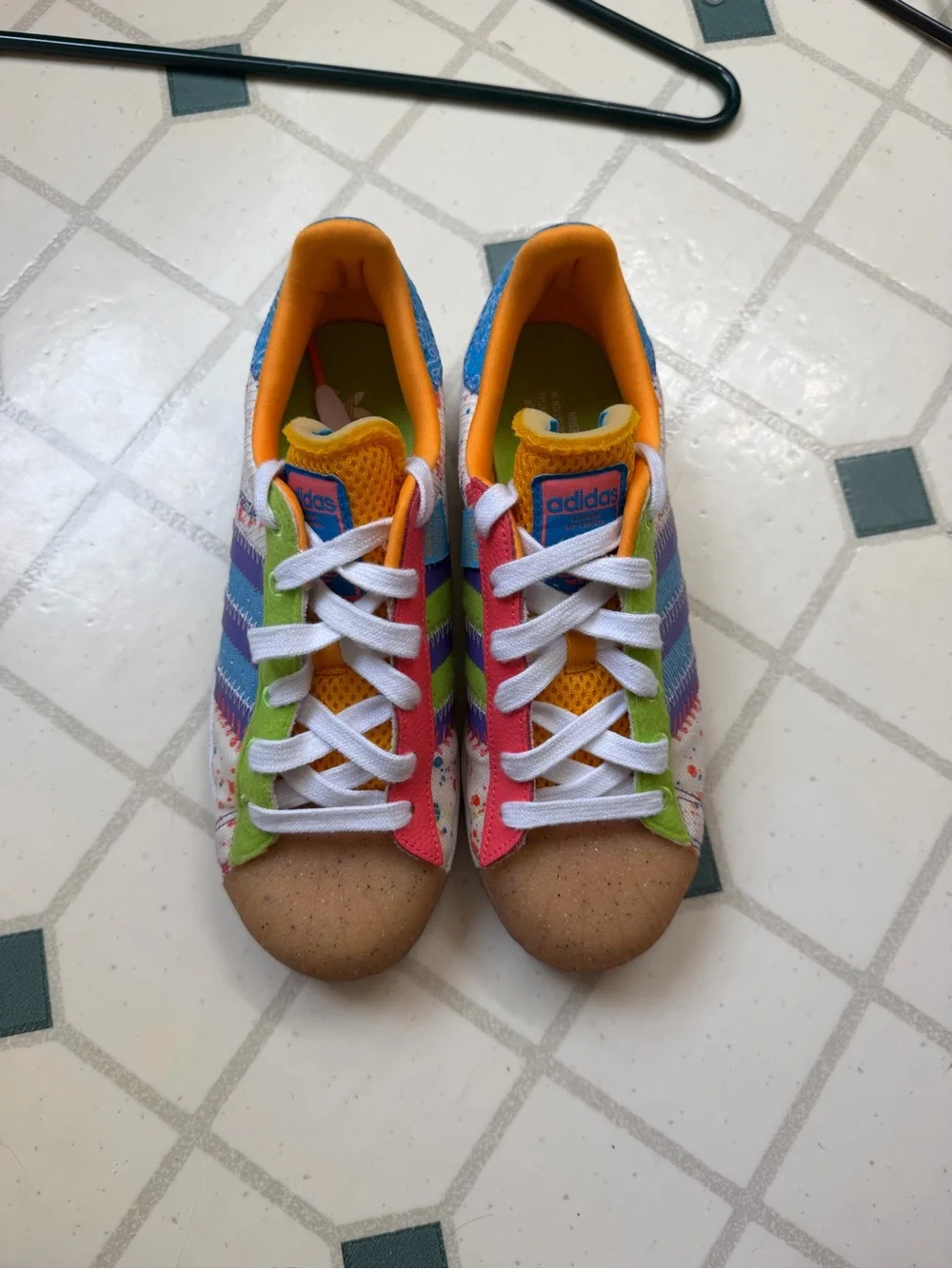 adidas S.E.E.D Superstar Low-Top Sneakers Size 7— Cream, Blue, Purple, Green